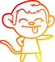 warm gradient line drawing funny cartoon monkey pointing vector