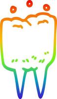 rainbow gradient line drawing cartoon tooth vector
