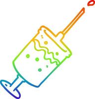 rainbow gradient line drawing cartoon syringe needle vector