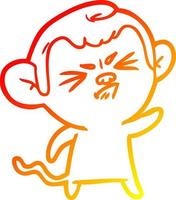 warm gradient line drawing cartoon angry monkey vector