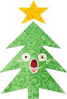 retro illustration style cartoon christmas tree vector