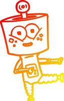 warm gradient line drawing happy cartoon robot dancing vector