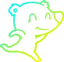 cold gradient line drawing friendly bear running cartoon vector