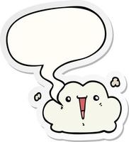 cute cartoon cloud and speech bubble sticker vector