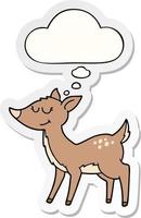 cartoon deer and thought bubble as a printed sticker vector