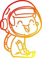 dibujo lineal de gradiente cálido feliz astronauta de dibujos animados vector