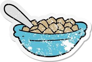 distressed sticker of a cartoon cereal bowl vector