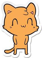 sticker of a cartoon happy cat vector