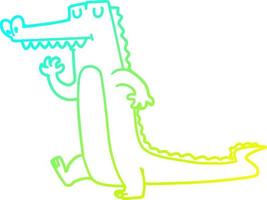 cold gradient line drawing cartoon crocodile vector
