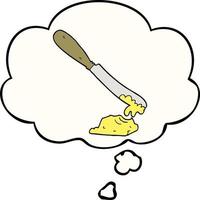 cartoon knife spreading butter and thought bubble vector