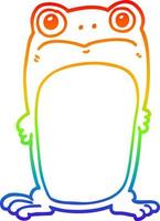 rainbow gradient line drawing cartoon staring frog vector