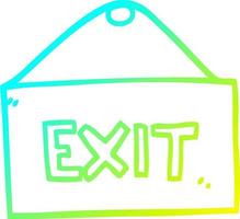 cold gradient line drawing cartoon exit sign vector