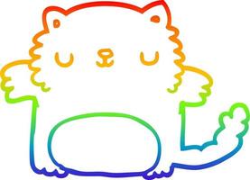 gato de dibujos animados de dibujo de línea de gradiente de arco iris vector