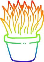 rainbow gradient line drawing cartoon house plant vector