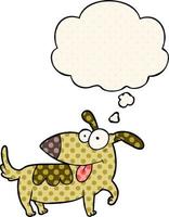 cartoon happy dog and thought bubble in comic book style vector