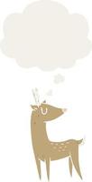 cartoon deer and thought bubble in retro style vector