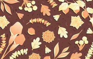 fondo de temporada de otoño con flores y semillas vector