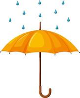 Yellow umbrella with raindrops vector