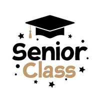 Senior class, graduation cap vector icon