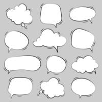 Hand drawn cartoon speech bubbles, vector set