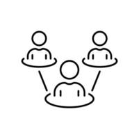 Social Network Line Icon. Business Technology Community World Company Linear Pictogram. Networking Hub Media Information Communication Outline Icon. Editable Stroke. Isolated Vector Illustration.