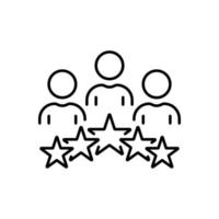 Experience Qualification Team Line Icon. Satisfaction User Customer Service Review Linear Pictogram. Good Quality Happy Client High Quality Outline Icon. Editable Stroke. Isolated Vector Illustration.