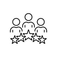 Experience Qualification Team Line Icon. Satisfaction User Customer Service Review Linear Pictogram. Good Quality Happy Client High Quality Outline Icon. Editable Stroke. Isolated Vector Illustration.