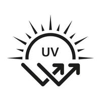 Ultraviolet Rays Silhouette Black Icon. SPF Sun Ray Resistant Sunblock. Sun UV Arrow Protect Radiation Glyph Pictogram. Sunblock Protection Defense Skin Care Icon. Isolated Vector Illustration