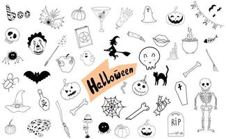 conjunto de vectores de garabatos de Halloween, iconos de Halloween