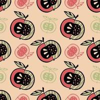 Apple pattern doodle hand drawn, outline, silhouette . vector