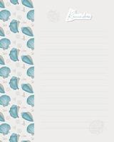 Reminder template, to do list, schedule, plan, blank, lined paper with sea ocean seashells pattern. vector