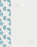 Reminder template, to do list, schedule, plan, blank, lined paper with sea ocean seashells pattern. vector