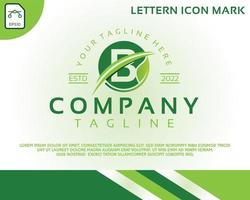 Green eco logo with letter B template design vector