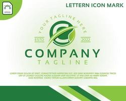 Green eco logo with letter C template design vector