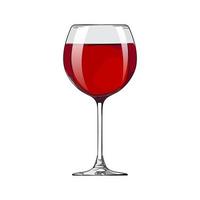 A glass of red wine. Vector illustration