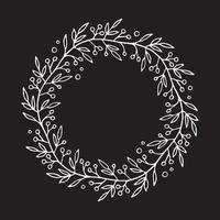 Hand drawn floral wreath, vector illustration