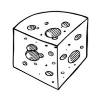 partes y lonchas de queso dibujadas a mano aisladas en un fondo blanco. icono de queso. Imágenes Prediseñadas de vector de queso