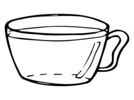 linda taza de té o ilustración de café. imágenes prediseñadas de taza simple. acogedor hogar garabato vector