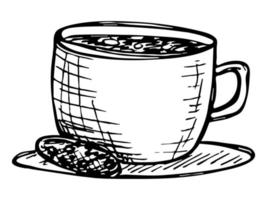 Cute cup of tea or coffee illustration. Simple mug clipart. Cozy home doodle vector