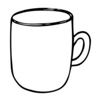 linda taza de té o ilustración de café. imágenes prediseñadas de taza simple. acogedor hogar garabato vector