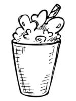 Cute milkshake illustration. Simple cup clipart. Pretty drink doodle vector