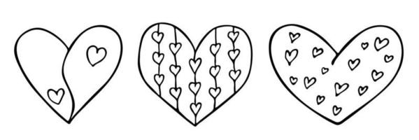 Set of simple hand drawn heart illustration. Cute valentine's day heart doodle. vector