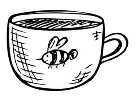 Cute cup of tea or coffee illustration. Simple mug clipart. Cozy home doodle vector