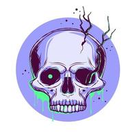 Shattered human skull with branches growing from it vector