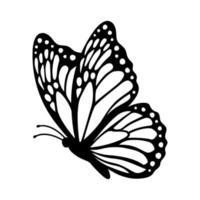 Monarch butterfly silhouette, side view. Vector illustration isolated on white background