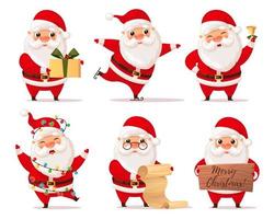 Set of funny cute Santa Claus, Christmas vector collection