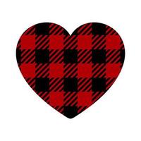Red buffalo plaid heart shape. Vector illustration isolated on white background. Perfect for t-shirts, cards, banners, apparel etc