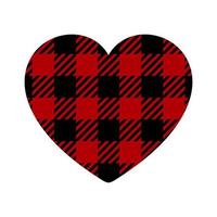 Red buffalo plaid heart shape. Vector illustration isolated on white background. Perfect for t-shirts, cards, banners, apparel etc