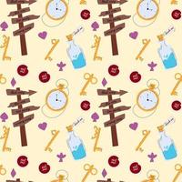 A seamless pattern based on Alice in Wonderland vector