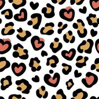 Leopard print with hearts. Seamless leopard pattern. Leopard spots. Abstract animal print. Vector